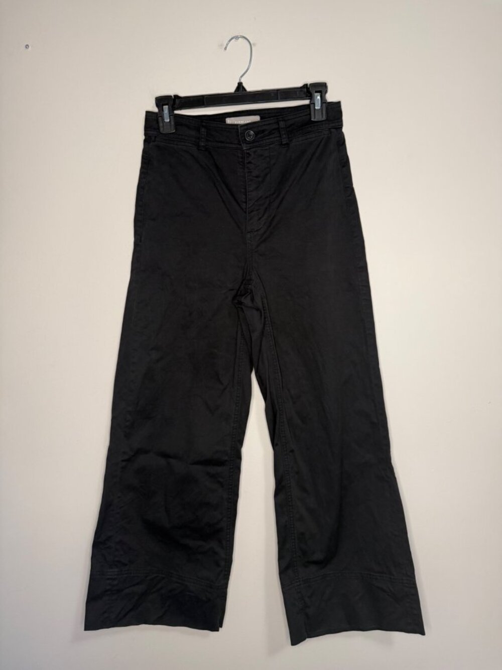 Everlane The Lightweight Wide Leg Crop Chino Pants Black Womens 0